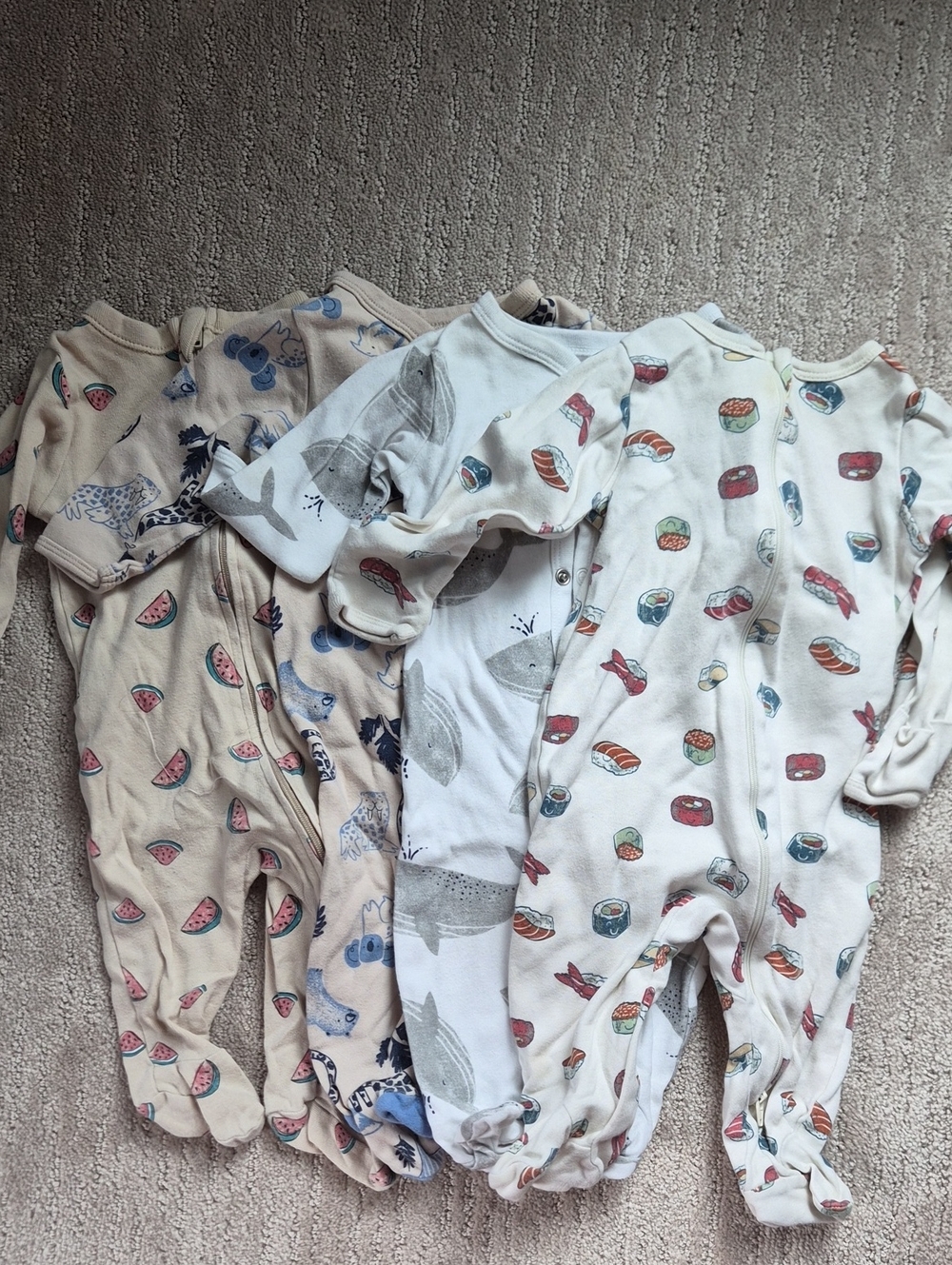 Unbranded Kids One-Piece Sleepers - Neutral and Cream Print Sets